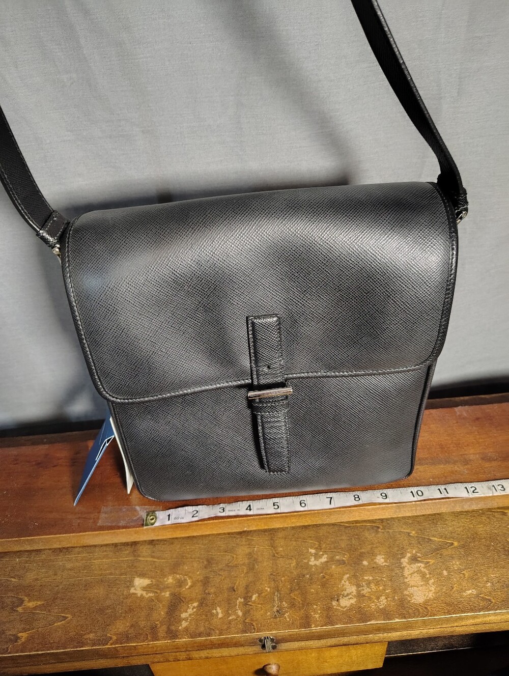 Prada Black Textured Leather Crossbody Bag with Buckle Detail - Picture 16 of 16